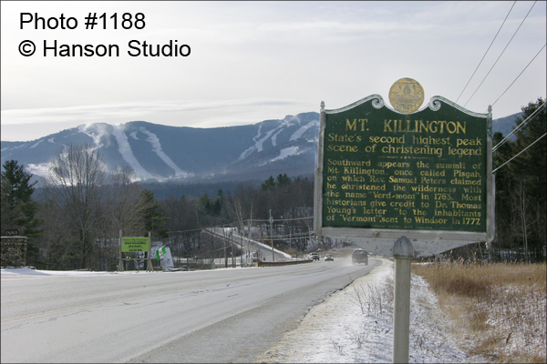 Killington, VT - Mountain with Snow and Sign